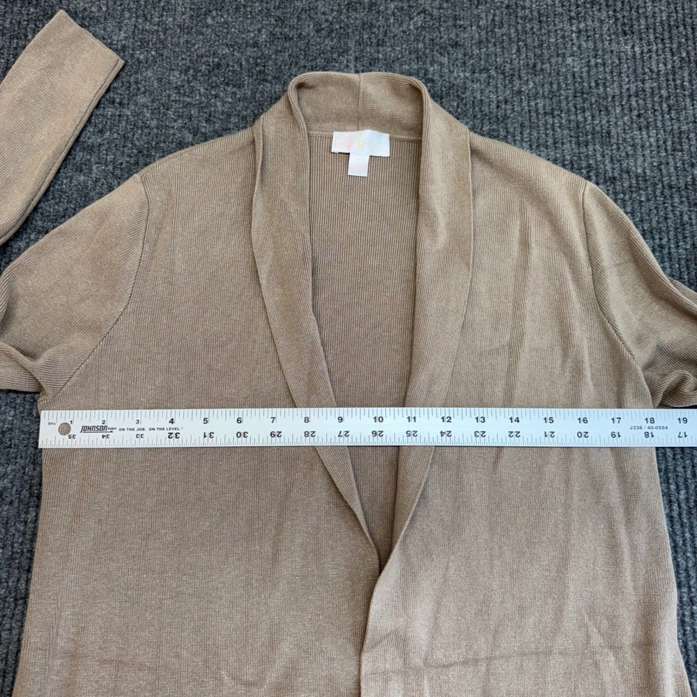 Belle by Kim Gravel Colorblock Cardigan Khaki Black Open Front XXS - Picture 4 of 9